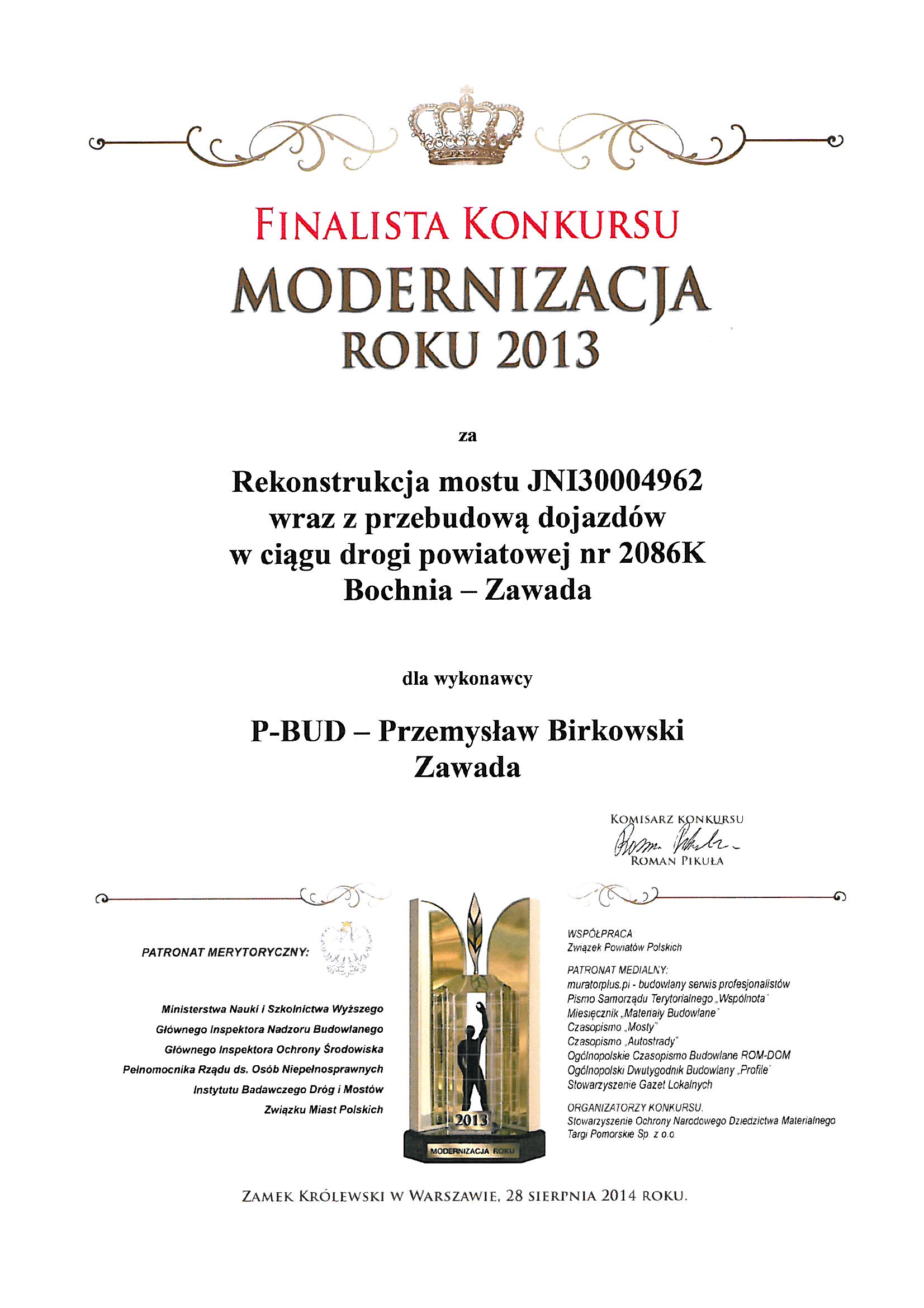 P-BUD Finalista Konkursu Modernizacja roku 2013